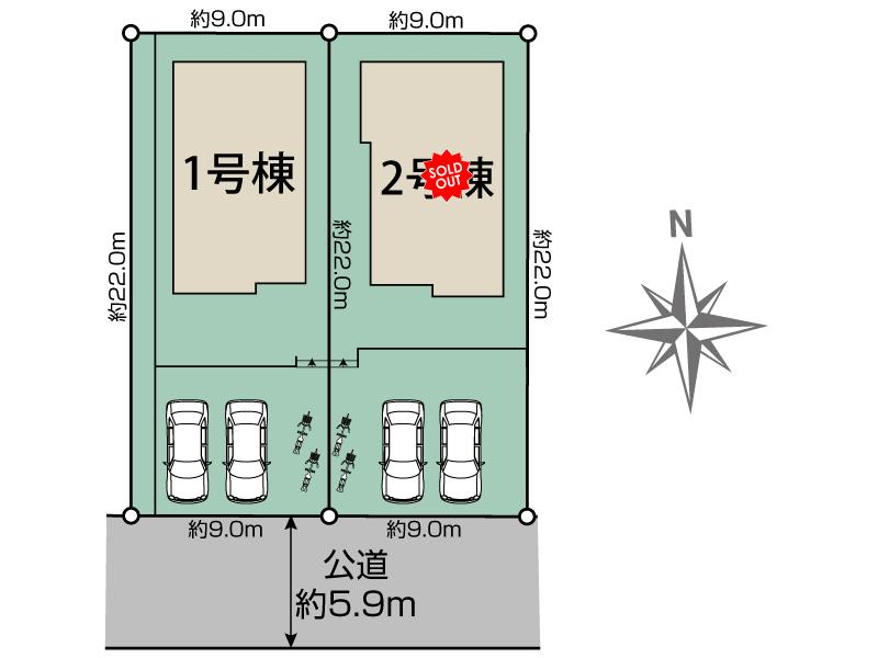 ブルーミングガーデン奈良市学園大和町３丁目２棟の見取り図