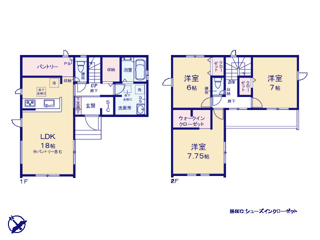 グラファーレ4348越谷市下間久里１９期１棟の見取り図