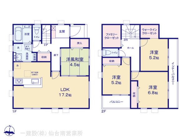 リーブルガーデン石巻駅前北通り２丁目１期の見取り図