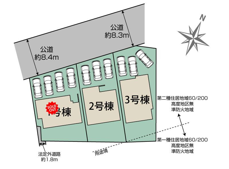 ブルーミングガーデン知多市八幡荒古後３棟の見取り図