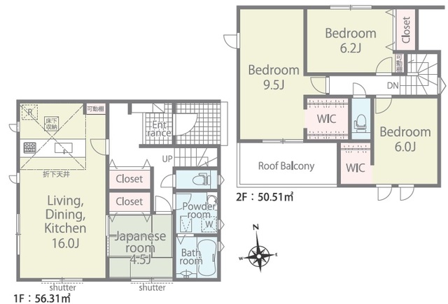 リナージュ四日市市松本５丁目０１期の見取り図