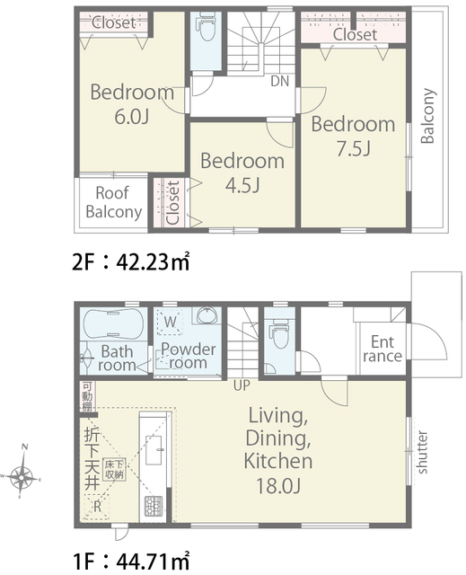 リナージュ宇治市木幡須留０１期の見取り図