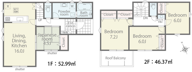 リナージュ藍住町勝瑞０１期の見取り図