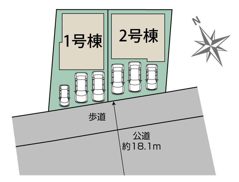 ブルーミングガーデンうるま市田場　２棟の見取り図