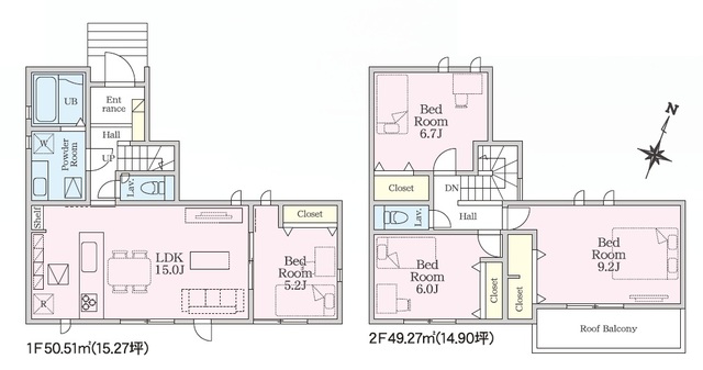 リナージュ高崎市石原町０１期の見取り図