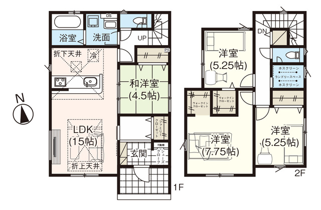 グラファーレ4372新潟市早通南２期２棟の見取り図