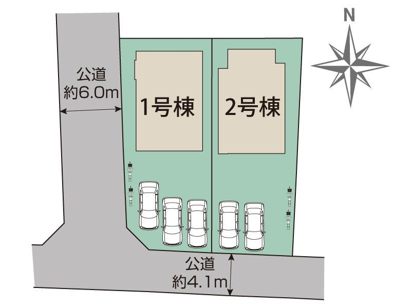 ブルーミングガーデン熊谷市赤城町１丁目　２棟の見取り図
