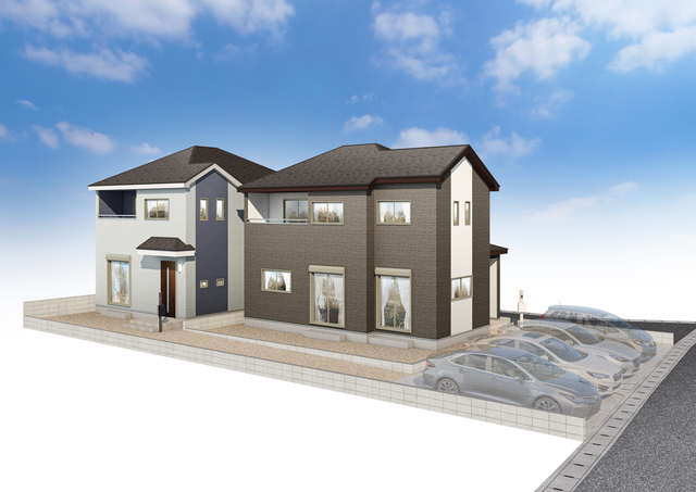 【完成予想図】生活に溶け込むデザインの外観が魅力的です。地震に強い最高等級3をはじめ、住宅性能評価で6項目の最高等級を取得。安全安心の家は家族の大切な暮らしを守ります♪詳細は是非お問い合わせください。