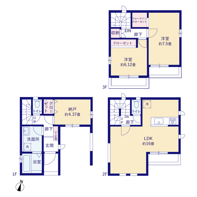 グラファーレ4375越谷市南越谷３棟の見取り図