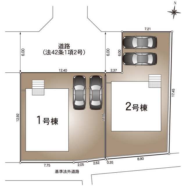 【販売中物件：1号棟、2号棟】