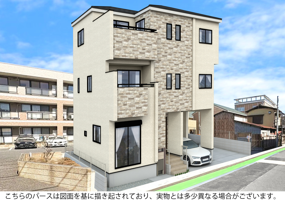 外観 敷地面積25坪！駐車スペース2台あり！主寝室可変型プラン採用！！