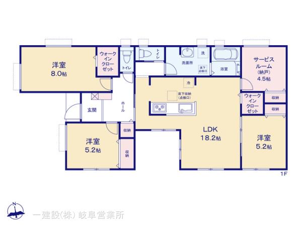 リーブルガーデン岐阜市栄新町の平屋の見取り図