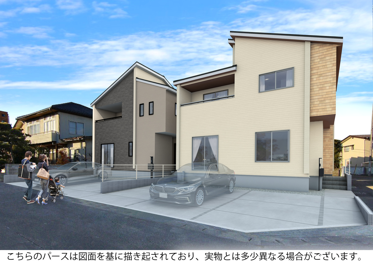 【外観完成予想図】 こだわりの2階建4LDK2棟6月下旬完成予定♪