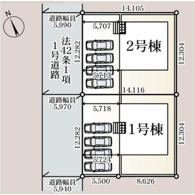 クレイドルガーデン酒田市新井田町 第1の見取り図