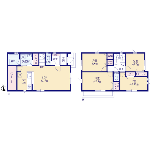 グラファーレ4305横浜市東俣野町３期１棟の見取り図