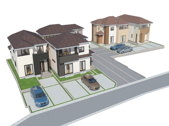 沖縄市知花（全5棟）の完成予定パースになります！美里中学校まで徒歩2分となります♪