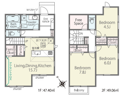 リナージュネクスジー福岡市博多区新和町２丁目０１期の見取り図