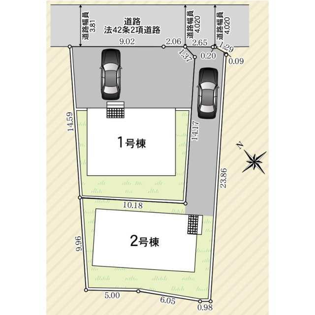 【販売中物件：1号棟、2号棟】