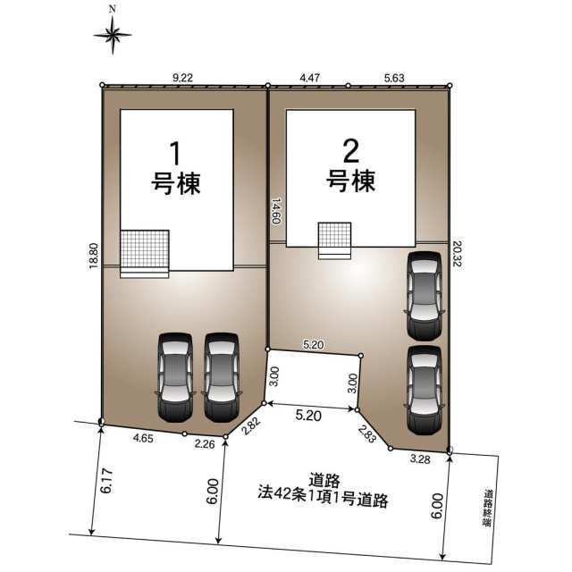 【販売中物件：1号棟、2号棟】