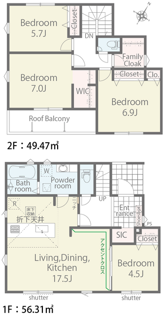 リナージュ山北町岸０１期の見取り図