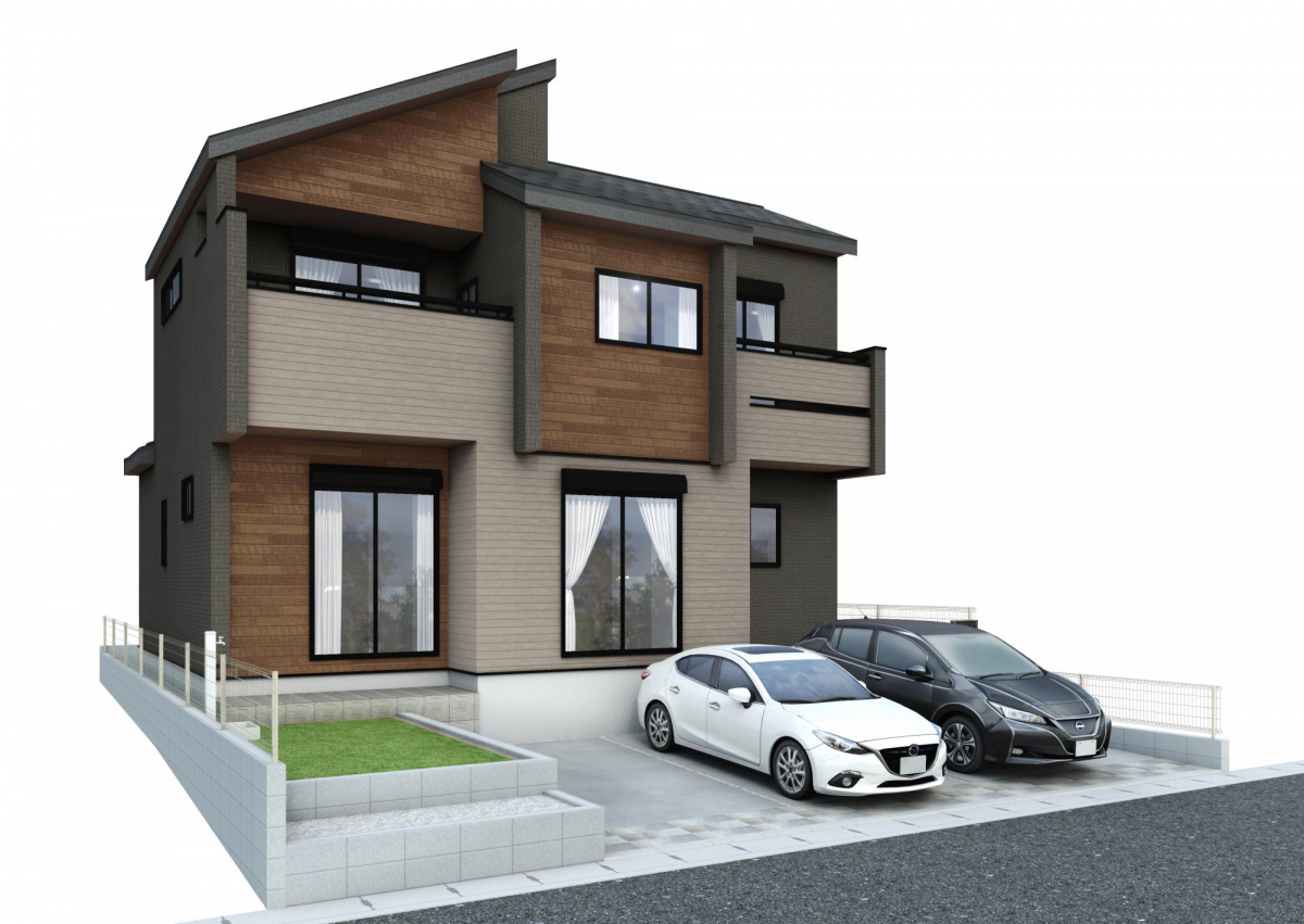 【完成予想イメージ】になります。※実際と異なる場合は現況優先となります。 南向き公道約5mに接している、庭付き4LDKの新築が誕生！