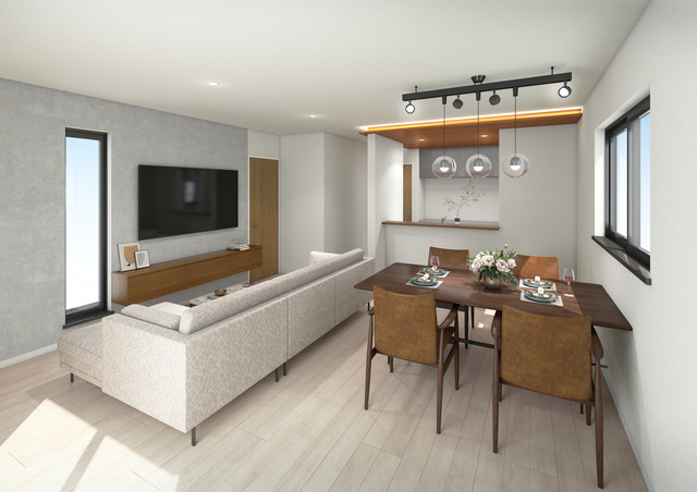 家具の配置で個性が光るリビング（完成予想図（内観）