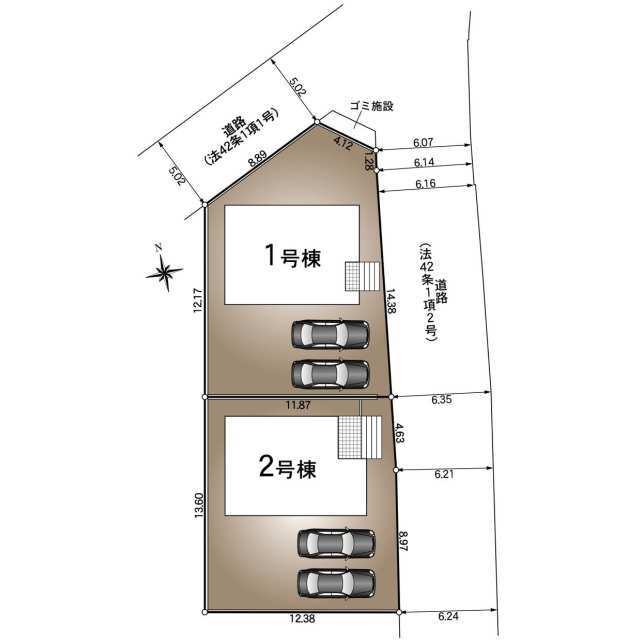 【販売中物件：1号棟、2号棟】