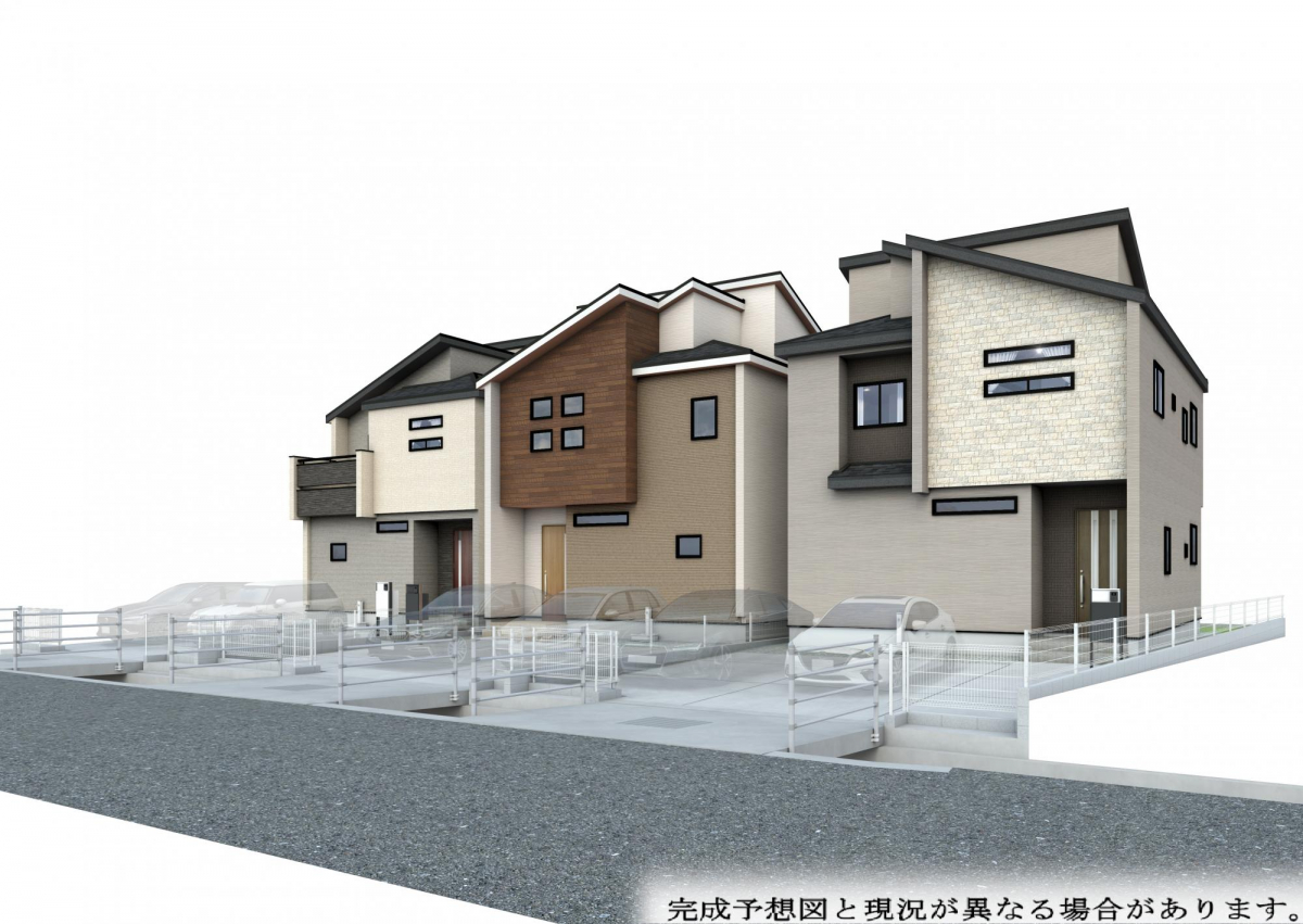 【外観完成予想図】 左（1）号棟 真中（2）号棟 右（3）号棟