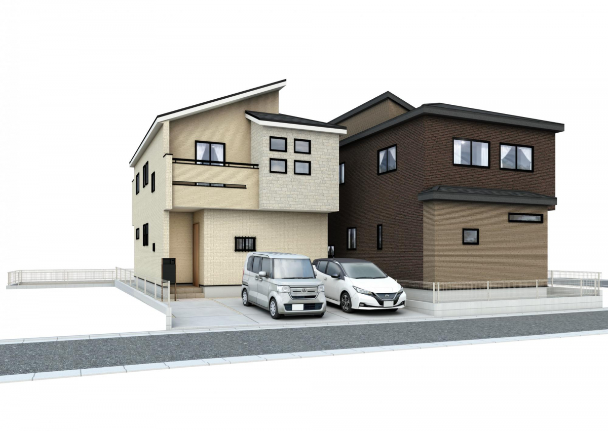 完成予想図 左2号棟・右1号棟 ※あくまでも予想図の為、変更される場合がございます。