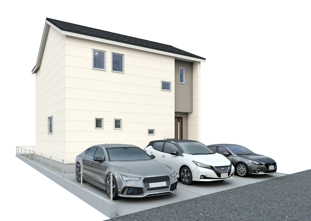 2階各居室にはウォークインクローゼット。並列で3台駐車可能です※車種による（1号棟）
