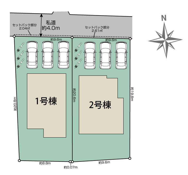 奈良市あやめ池南2丁目2棟 区画図