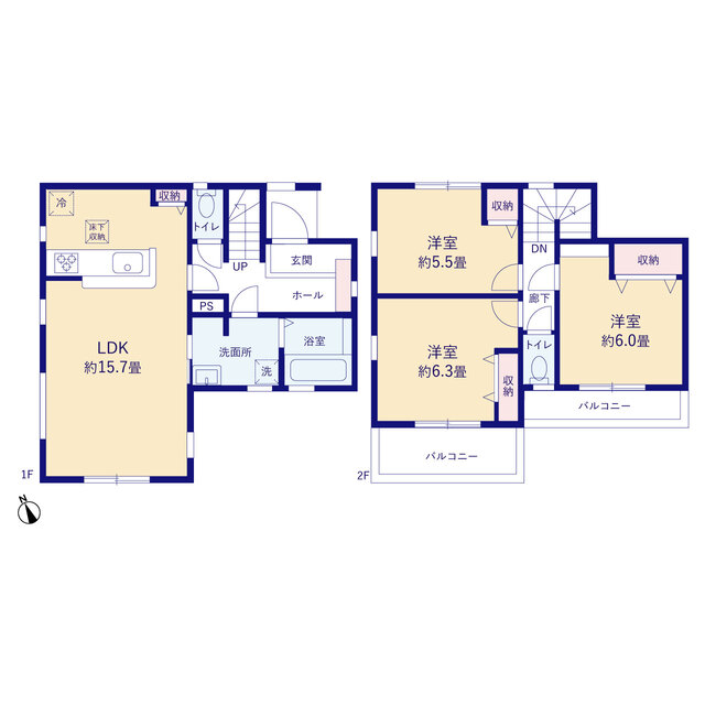 リーブルガーデン越谷市大泊2期の見取り図
