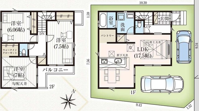 グラファーレ4319草加市手代４期１棟の見取り図