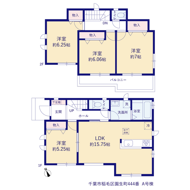 ハートフルタウン千葉市稲毛区園生町444番の見取り図