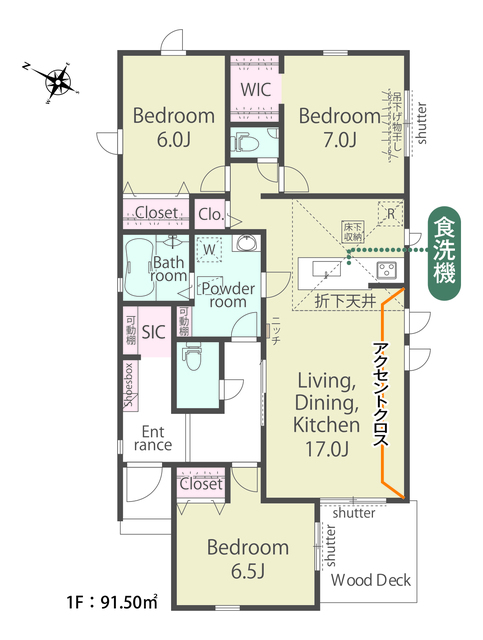 リナージュネクスジー湖南市サイドタウン２丁目０１期の見取り図