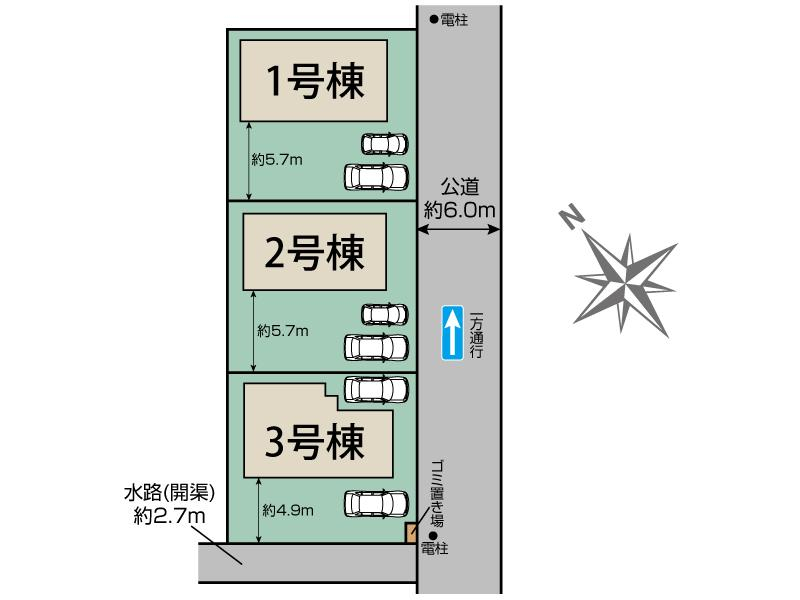市川市下貝塚3丁目3棟 区画図