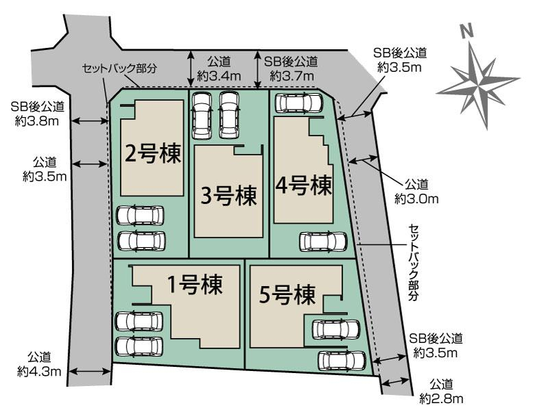 ブルーミングガーデン北名古屋市六ツ師中屋敷５棟の見取り図