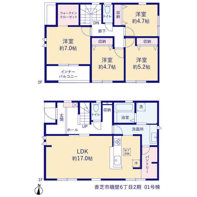 リーブルガーデン香芝市磯壁６丁目２期の見取り図