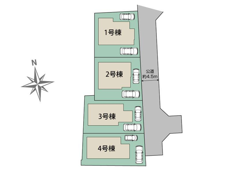 日野市日野台2丁目4棟 区画図 【販売中物件：1号棟、2号棟、3号棟、4号棟】