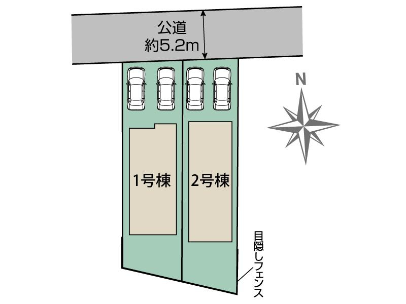 秦野市羽根2棟 区画図 【販売中物件：1号棟、2号棟】