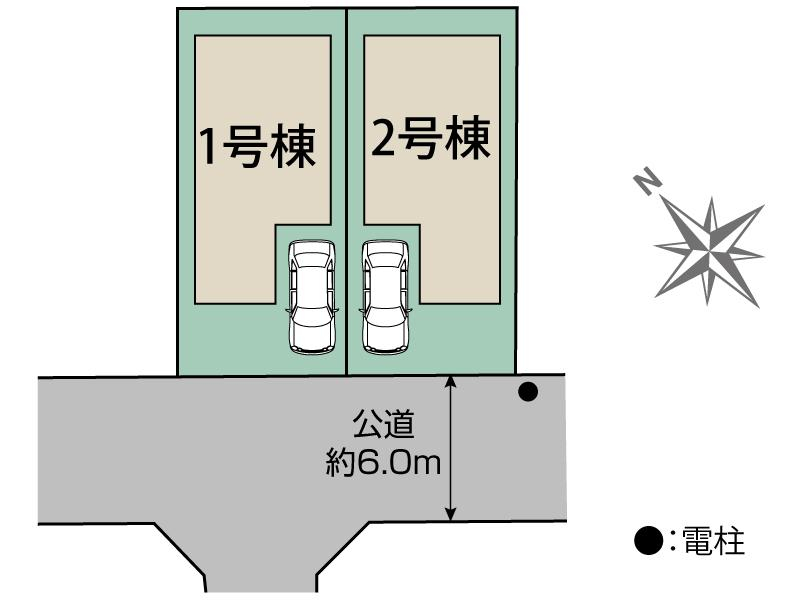 府中市四谷2棟 区画図 【販売中物件：1号棟、2号棟】