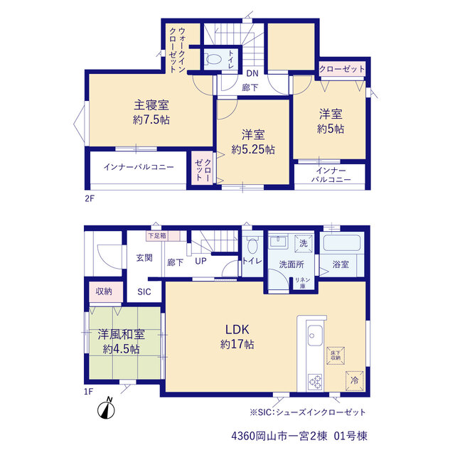 グラファーレ4360岡山市一宮２棟の見取り図