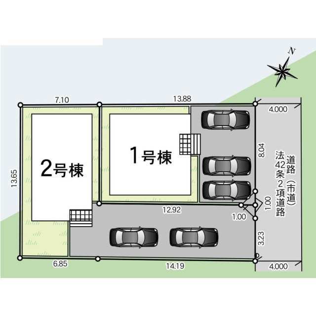 【販売中物件：1号棟、2号棟】