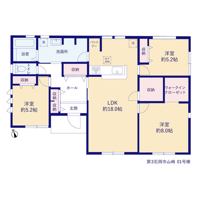 リーブルガーデン第３石岡市山崎の見取り図