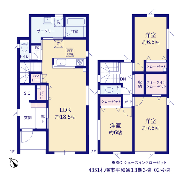 グラファーレ4351札幌市平和通１３期３棟の見取り図