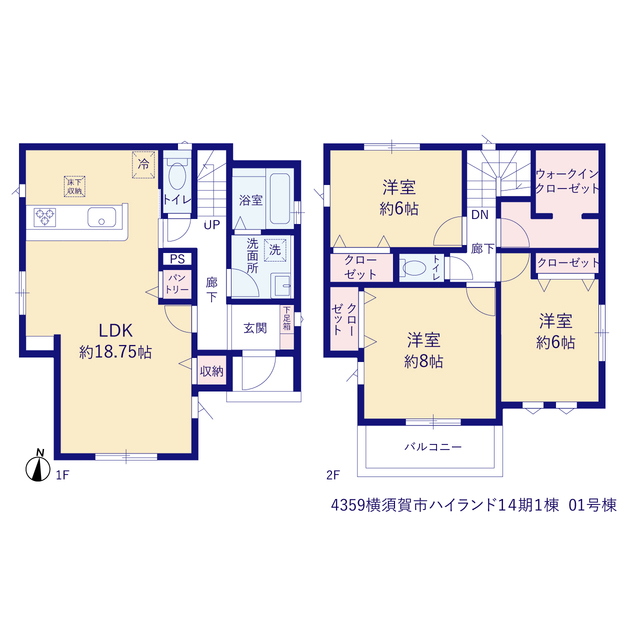 グラファーレ4359横須賀市ハイランド１４期１棟の見取り図