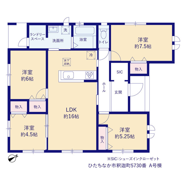 ハートフルタウンひたちなか市釈迦町5730番の見取り図