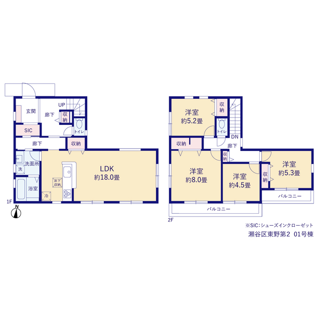 リーブルガーデン瀬谷区東野第２の見取り図