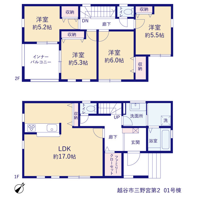 リーブルガーデン越谷市三野宮第２の見取り図
