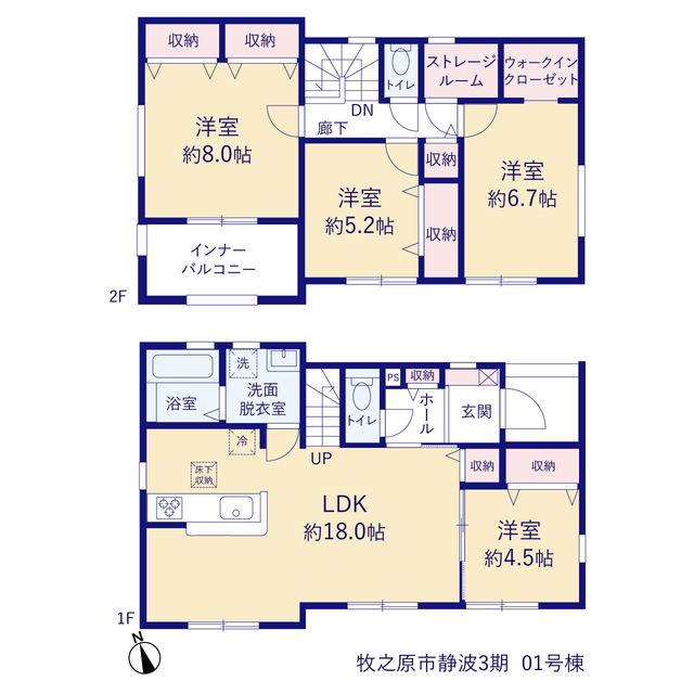 リーブルガーデン牧之原市静波3期の見取り図
